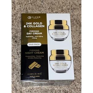 CB Clear Beauty 24K Gold Collagen Firming Anti-Aging Day & Night Cream Duo Pack